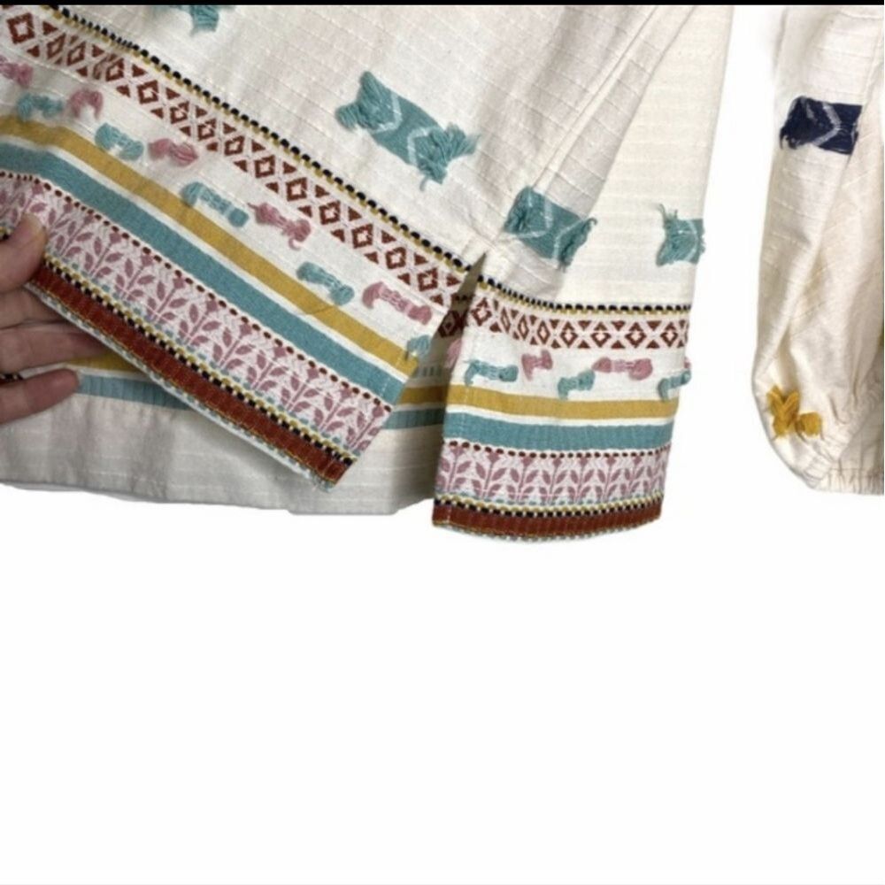 Loft X Lou & Grey Top XS Voluminous Embroidered Boho Peasant Blouse blouse - Picture 9 of 9